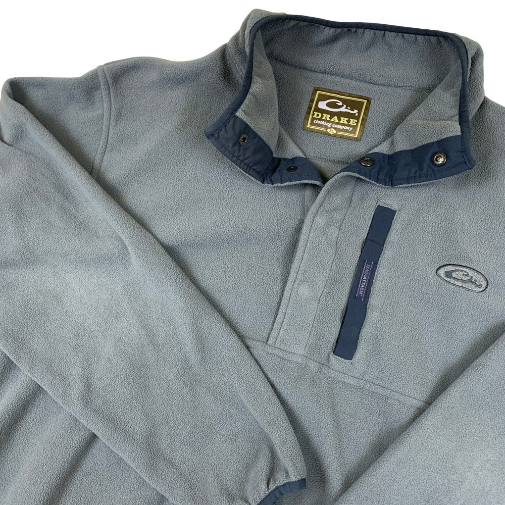 Drake Waterfowl Sweater XL Gray Fleece Snap Button Pullover Gorpcore Magnattach